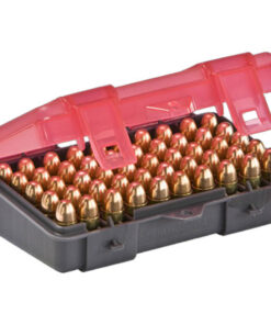 50 Round Handgun Ammo Case 9mm/.380 Auto with Hinged Cover Gray and Rose